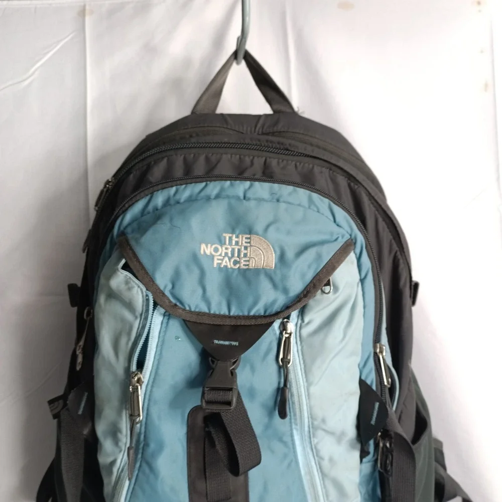 The North Face Surge Backpack Light Blue Gray Hiking Travel Commuter Bag s12